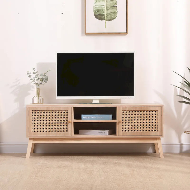 Boho Rattan TV Stand with Adjustable Shelf for TVs up to 139.7 cm – product view