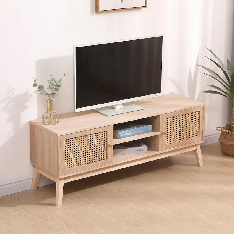 Boho Rattan TV Stand with Adjustable Shelf for TVs up to 139.7 cm – product view