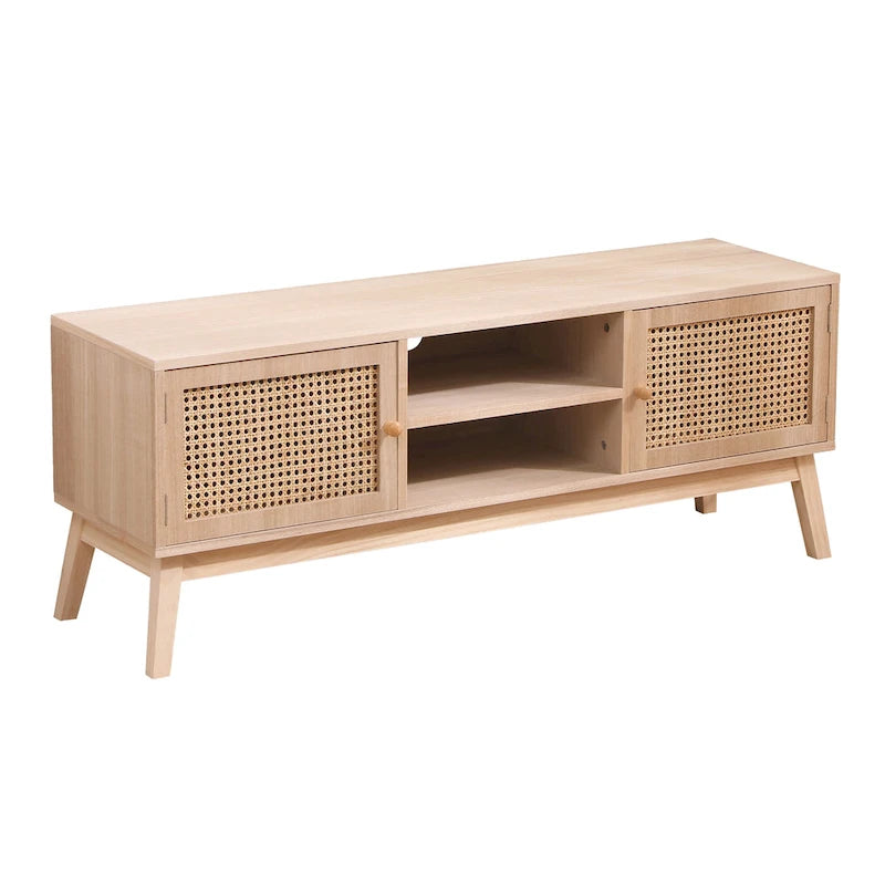 Boho Rattan TV Stand with Adjustable Shelf for TVs up to 139.7 cm – product view