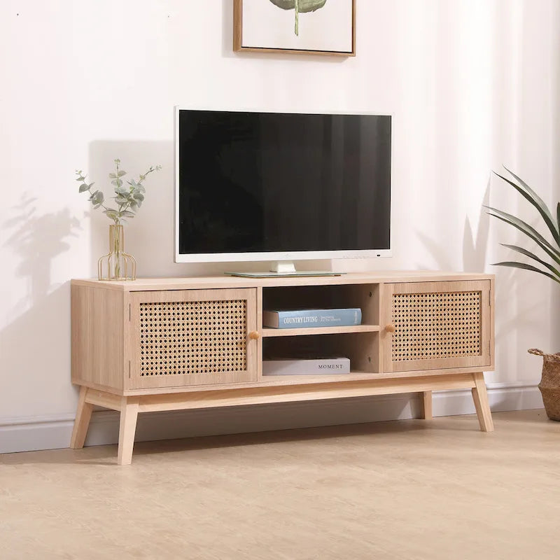 Boho Rattan TV Stand with Adjustable Shelf for TVs up to 139.7 cm – product view