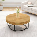 Table basse ronde en bois moderne avec pieds en métal