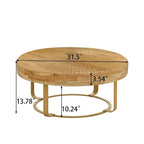 Modern Wood Round Coffee Table with Metal Legs – product view