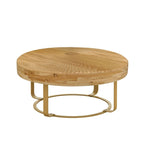 Modern Wood Round Coffee Table with Metal Legs – product view