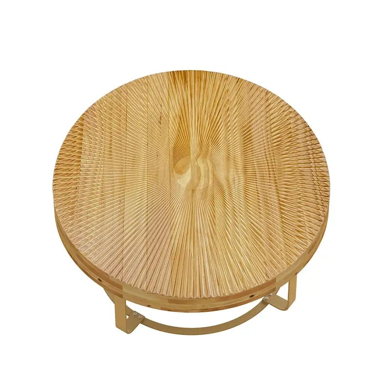 Modern Wood Round Coffee Table with Metal Legs – product view