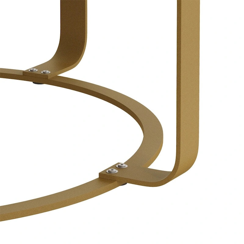 Modern Wood Round Coffee Table with Metal Legs – product view