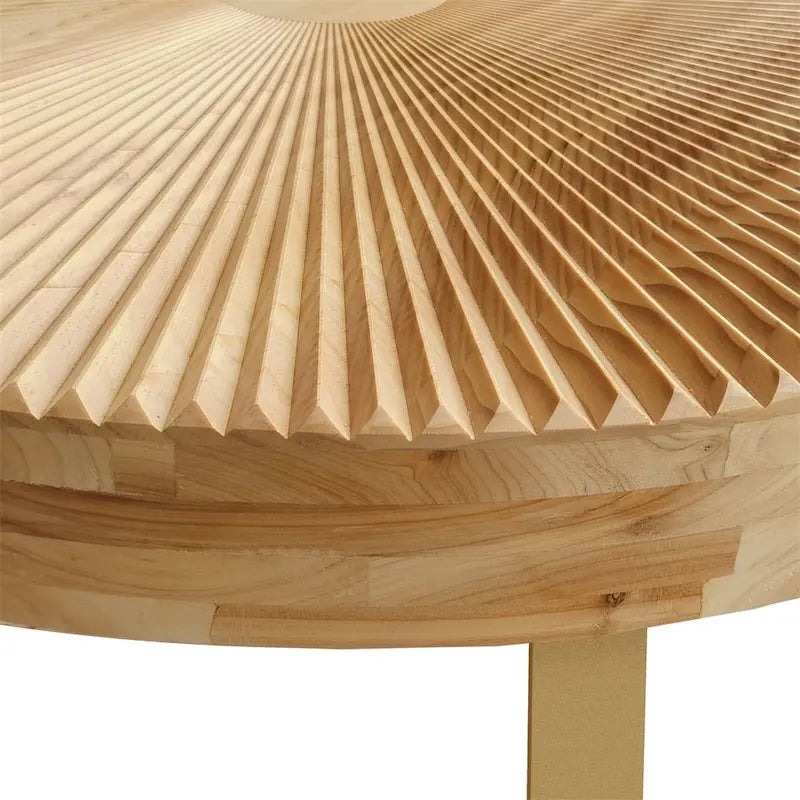 Modern Wood Round Coffee Table with Metal Legs – product view