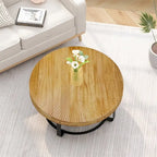 Modern Wood Round Coffee Table with Metal Legs – product view