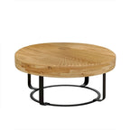 Modern Wood Round Coffee Table with Metal Legs – product view