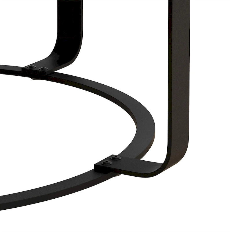 Modern Wood Round Coffee Table with Metal Legs – product view
