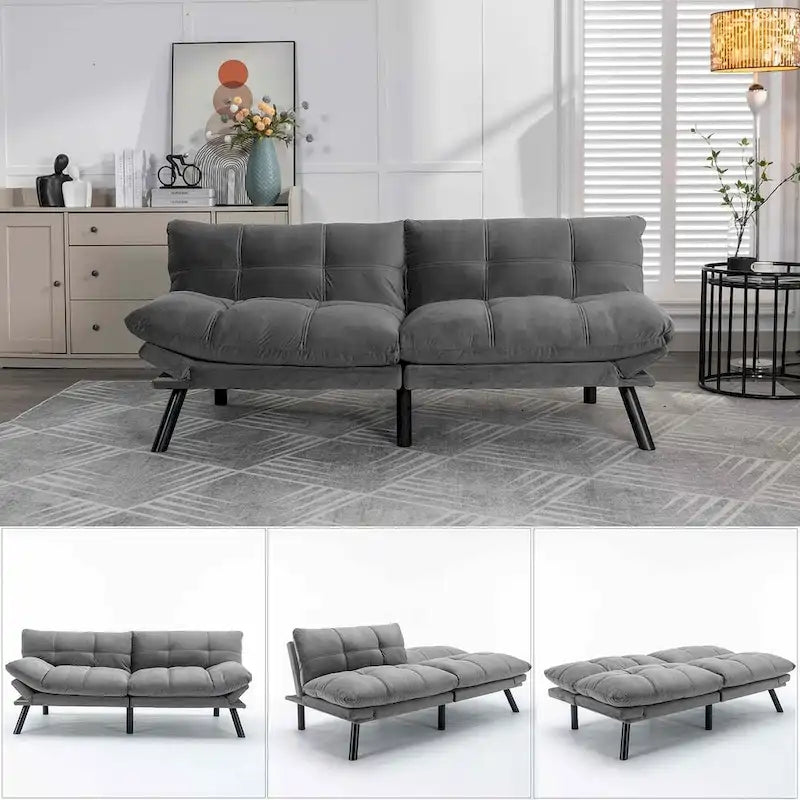 Upholstered 2-Seat Sofa Bed with Adjustable Backrest and Armrests, 177.8 cm Long – product view