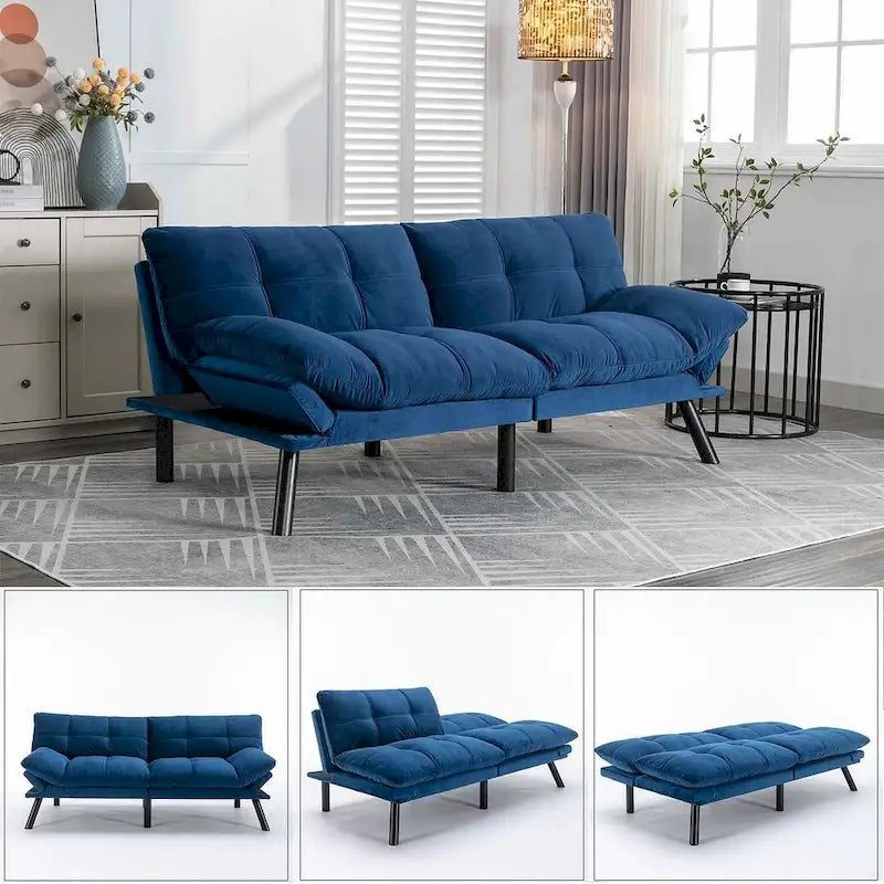 Upholstered 2-Seat Sofa Bed with Adjustable Backrest and Armrests, 177.8 cm Long – product view