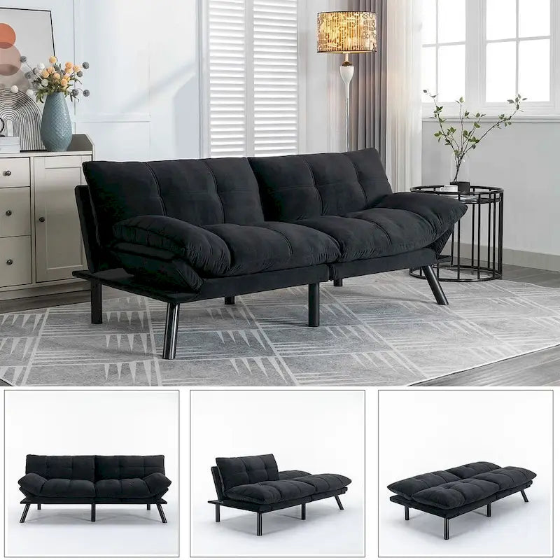 Upholstered 2-Seat Sofa Bed with Adjustable Backrest and Armrests, 177.8 cm Long – product view