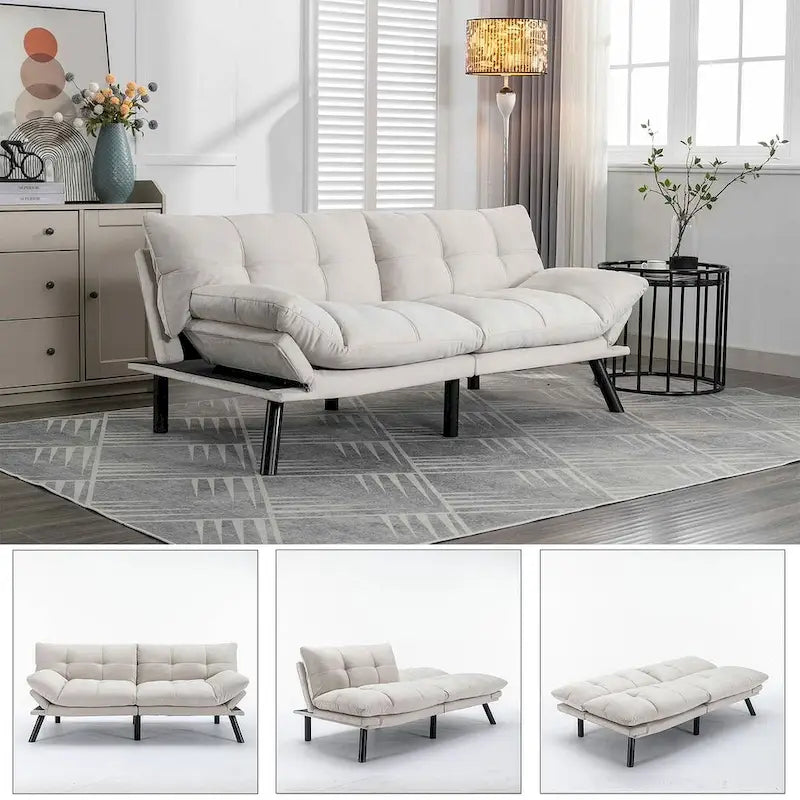 Upholstered 2-Seat Sofa Bed with Adjustable Backrest and Armrests, 177.8 cm Long – product view