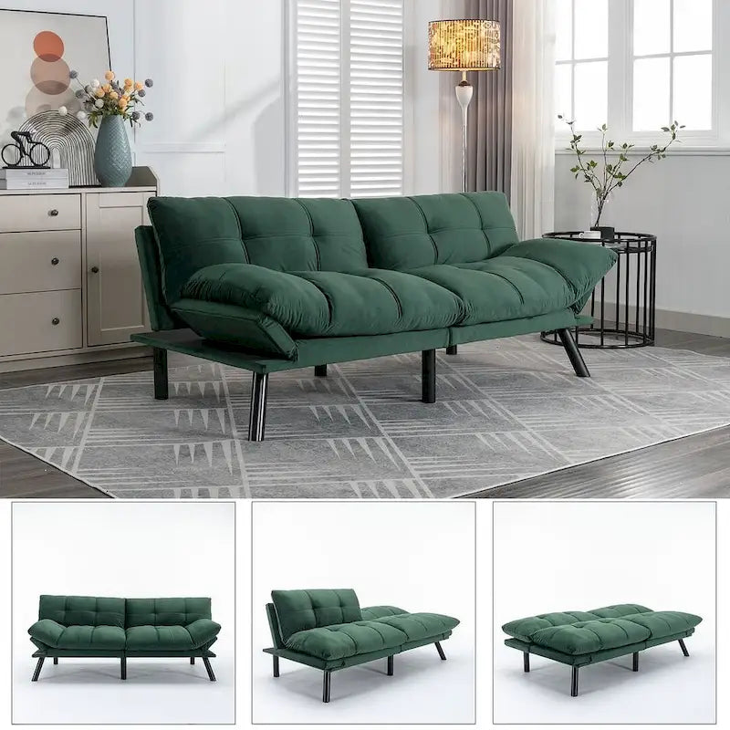 Upholstered 2-Seat Sofa Bed with Adjustable Backrest and Armrests, 177.8 cm Long – product view