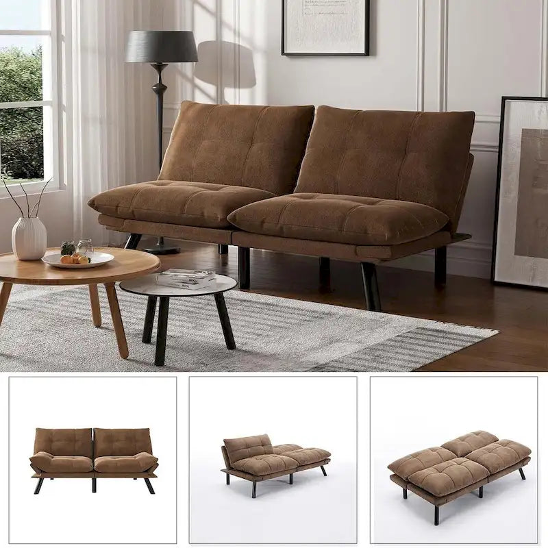 Upholstered 2-Seat Sofa Bed with Adjustable Backrest and Armrests, 177.8 cm Long – product view