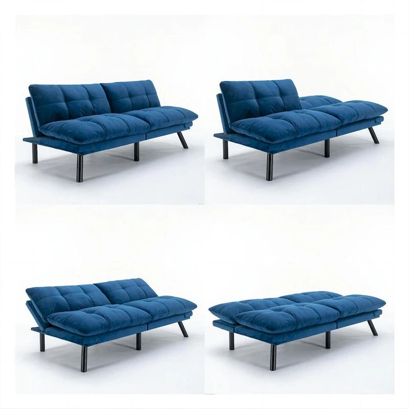 Upholstered 2-Seat Sofa Bed with Adjustable Backrest and Armrests, 177.8 cm Long – product view