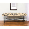 Banc rembourré en mélange de coton crème et noir, 121,9 × 45,7 × 40,6 cm