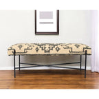 Banc rembourré en mélange de coton crème et noir, 121,9 × 45,7 × 40,6 cm