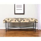 Cream and Black Cotton-Blend Upholstered Bench, 121.9 × 45.7 × 40.6 cm – product view