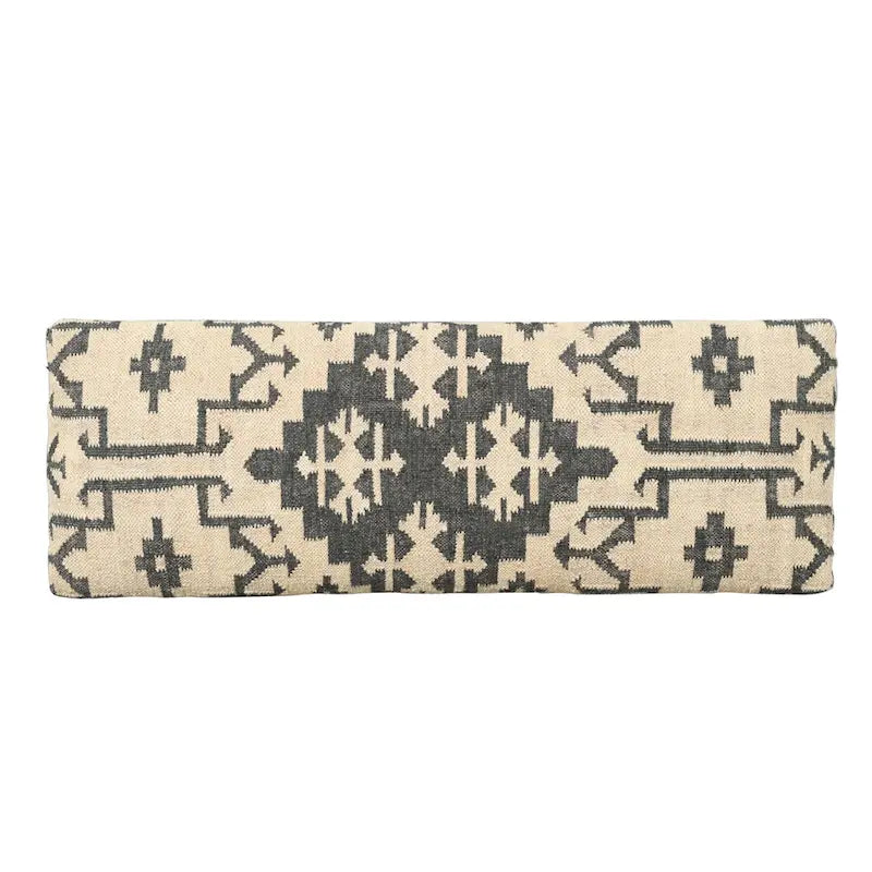 Cream and Black Cotton-Blend Upholstered Bench, 121.9 × 45.7 × 40.6 cm – product view