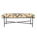 Cream and Black Cotton-Blend Upholstered Bench, 121.9 × 45.7 × 40.6 cm – product view