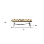 Cream and Black Cotton-Blend Upholstered Bench, 121.9 × 45.7 × 40.6 cm – product view