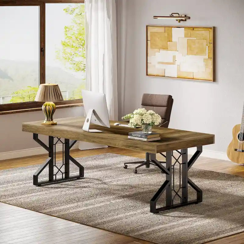 Rustic Brown Executive Office Desk, 160 cm Wide – product view