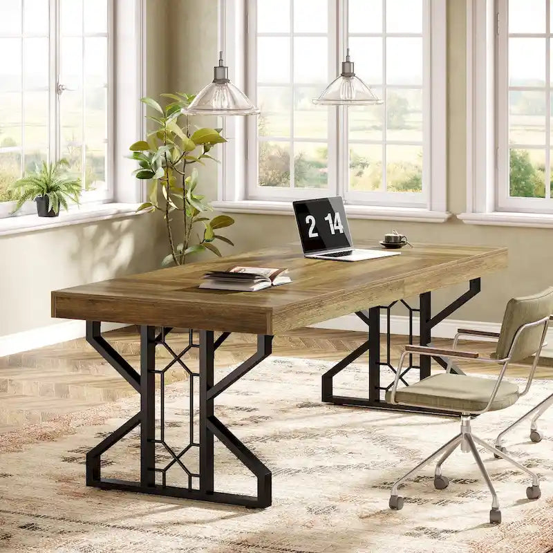Rustic Brown Executive Office Desk, 160 cm Wide – product view