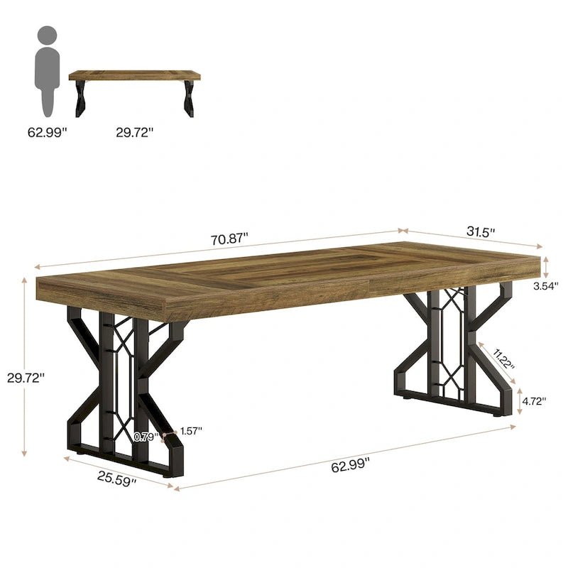 Rustic Brown Executive Office Desk, 160 cm Wide – product view