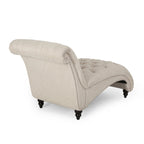 Beige Button-Tufted Fabric Chaise Lounger, 162.6 cm Long – product view