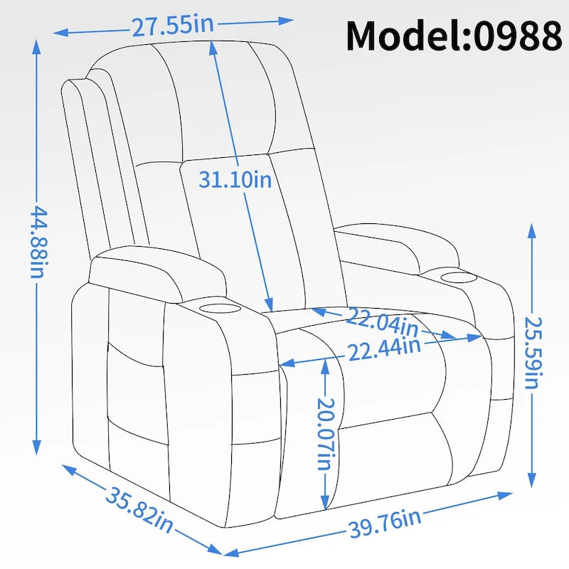 Black Power Lift Recliner with Massage, Heat & Heavy Duty Frame – product view