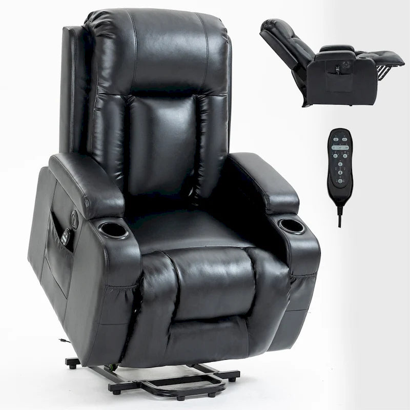 Black Power Lift Recliner with Massage, Heat & Heavy Duty Frame – product view