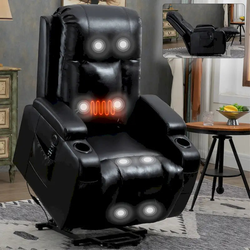 Black Power Lift Recliner with Massage, Heat & Heavy Duty Frame – product view
