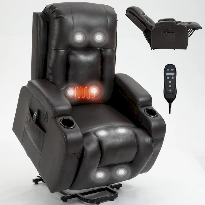 Black Power Lift Recliner with Massage, Heat & Heavy Duty Frame – product view