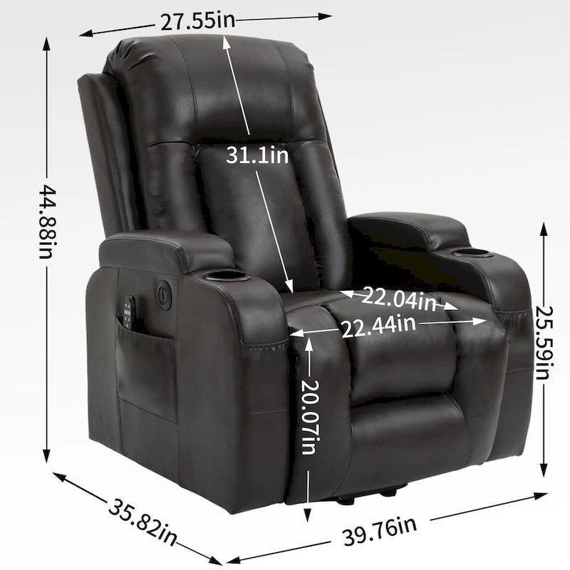 Black Power Lift Recliner with Massage, Heat & Heavy Duty Frame – product view