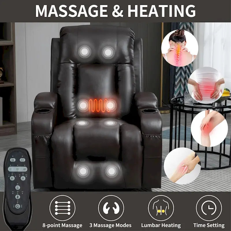 Black Power Lift Recliner with Massage, Heat & Heavy Duty Frame – product view