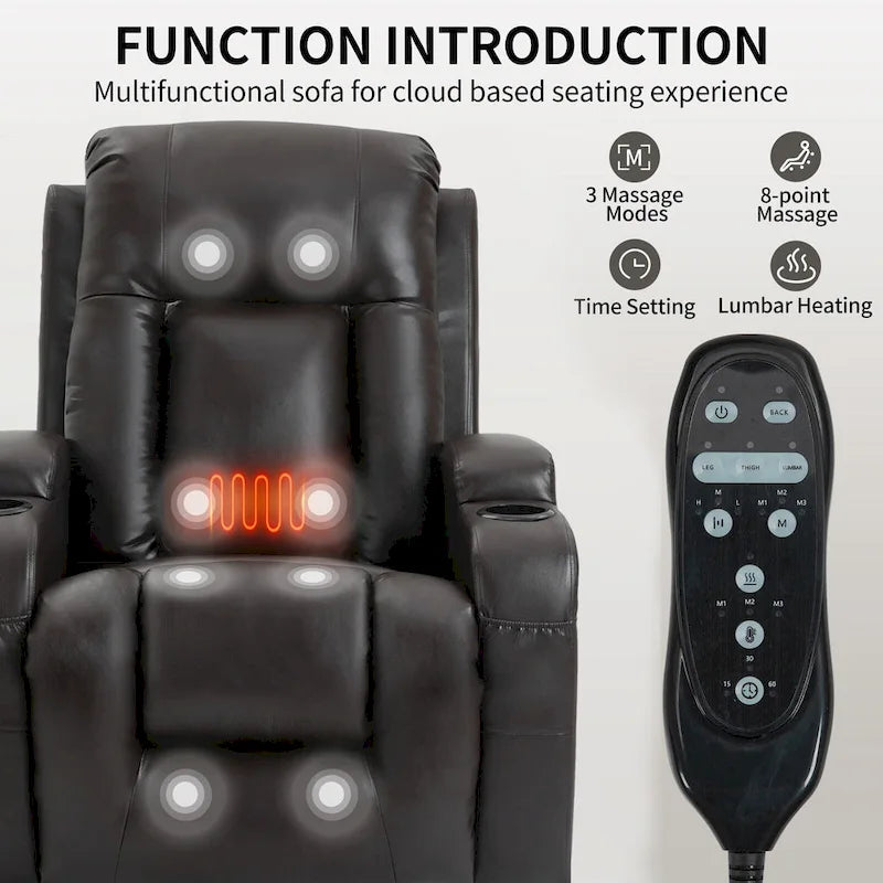Black Power Lift Recliner with Massage, Heat & Heavy Duty Frame – product view