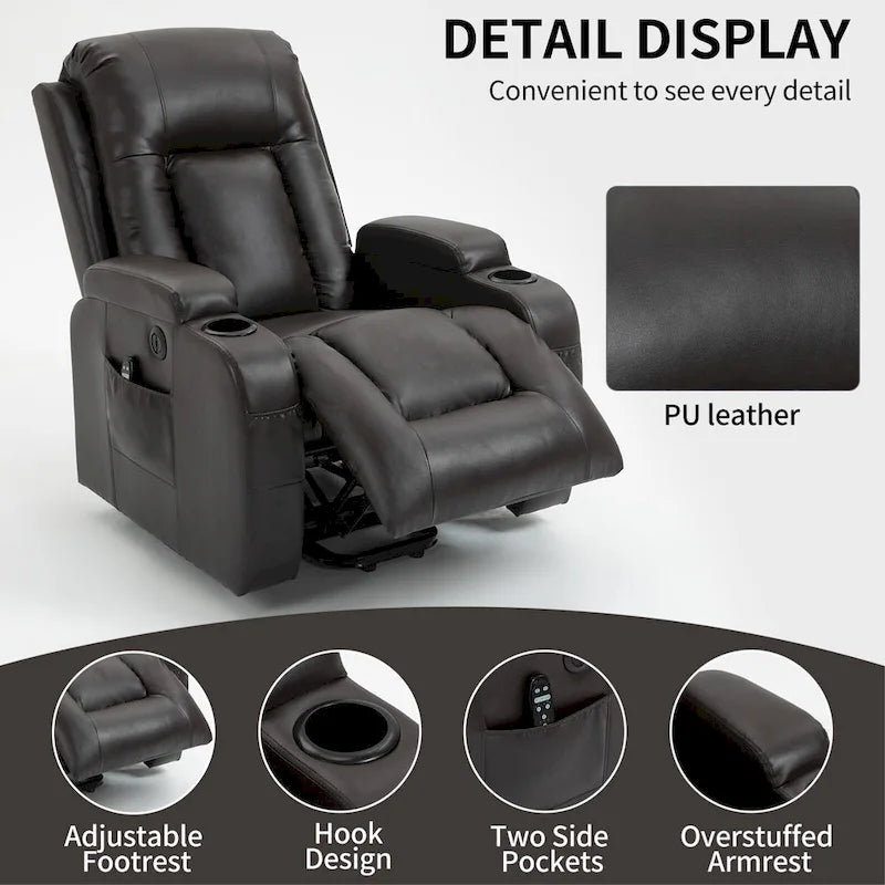 Black Power Lift Recliner with Massage, Heat & Heavy Duty Frame – product view