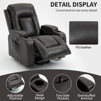 Black Power Lift Recliner with Massage, Heat & Heavy Duty Frame – product view
