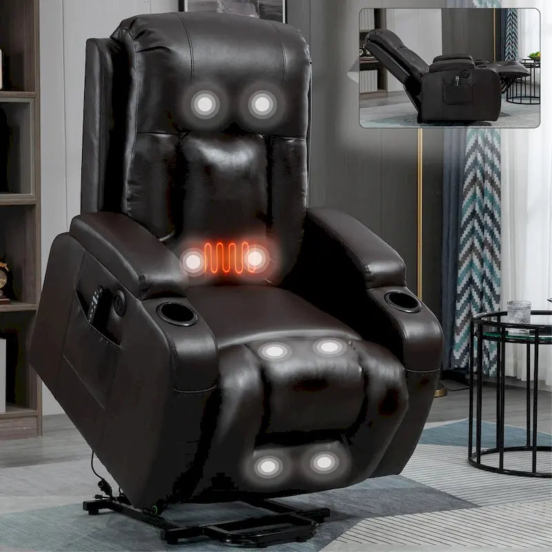 Black Power Lift Recliner with Massage, Heat & Heavy Duty Frame – product view