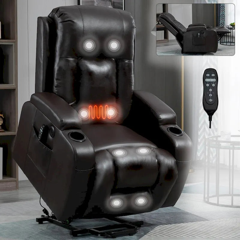 Black Power Lift Recliner with Massage, Heat & Heavy Duty Frame – product view