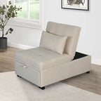 Canapé-lit pliable simple beige avec dossier réglable