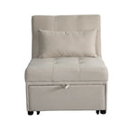 Beige Single Folding Ottoman Sofa Bed with Adjustable Back – product view