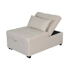 Beige Single Folding Ottoman Sofa Bed with Adjustable Back – product view