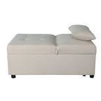 Beige Single Folding Ottoman Sofa Bed with Adjustable Back – product view