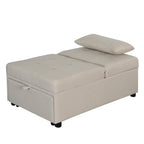 Beige Single Folding Ottoman Sofa Bed with Adjustable Back – product view