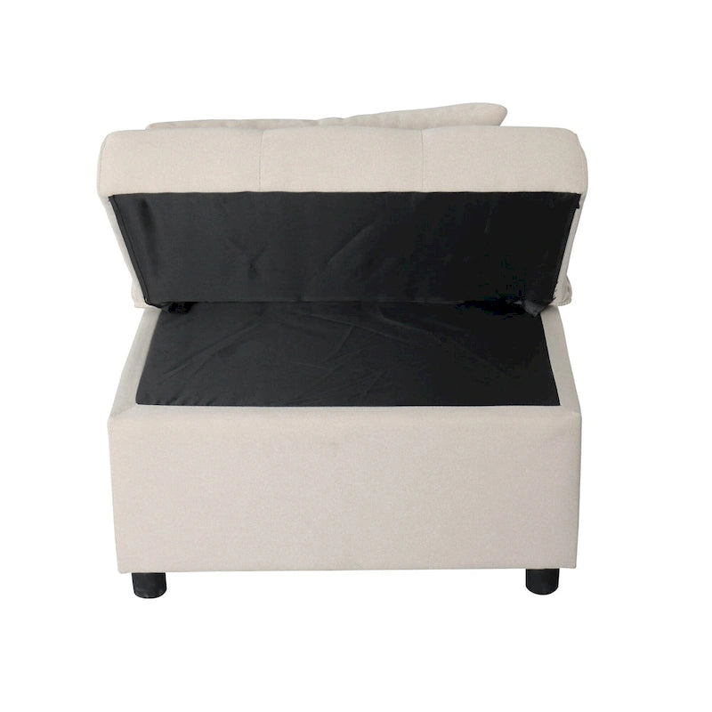 Beige Single Folding Ottoman Sofa Bed with Adjustable Back – product view