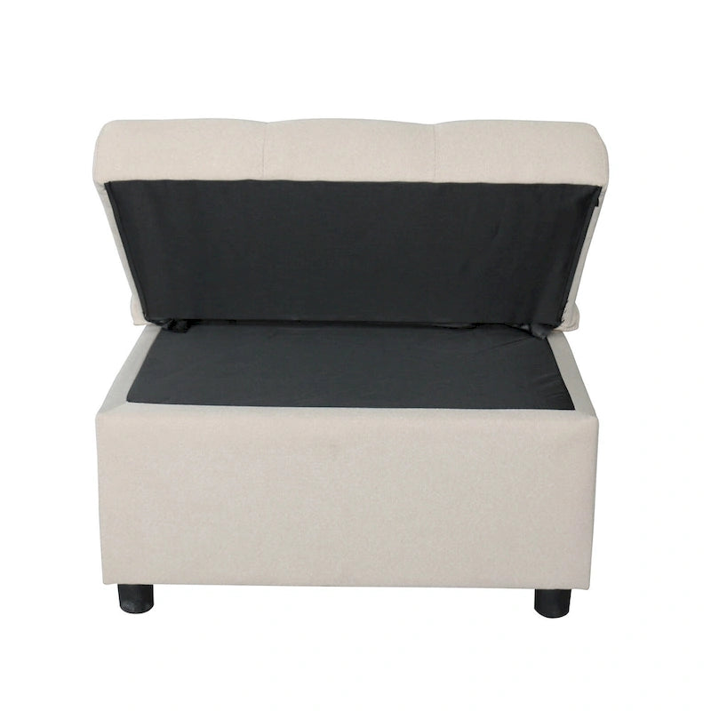 Beige Single Folding Ottoman Sofa Bed with Adjustable Back – product view