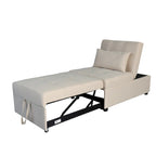Beige Single Folding Ottoman Sofa Bed with Adjustable Back – product view