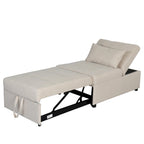 Beige Single Folding Ottoman Sofa Bed with Adjustable Back – product view